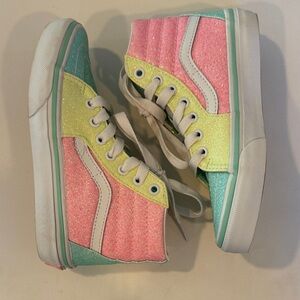 Vans Kids Glitter High-Tops - Pink, Yellow, Blue